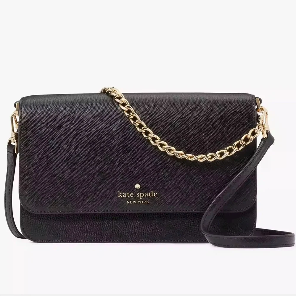 NIP Kate Spade Madison Flap Convertible Crossbody Black Leather